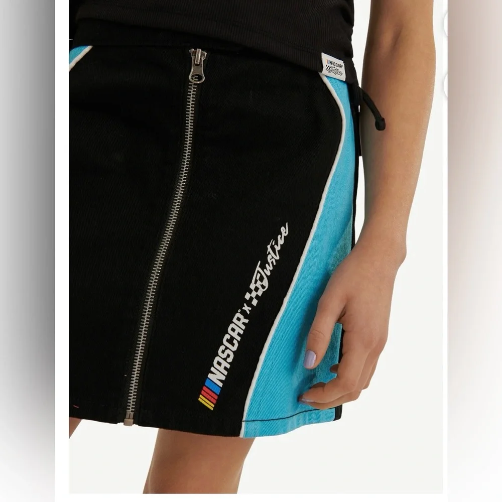 NWT‎ Justice x NASCAR Girls Zip Front Skort Size M 10 Blue Black Racing